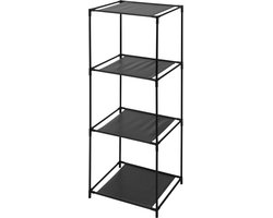 Opbergrek 3-laags - 2x - metaal - kunststof - zwart - 34 x 104 cm - voor opbergmanden