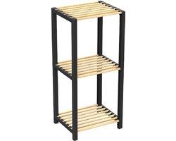 Opbergrek 3 Lagen – Kunststof & Hout – Lichtgewicht Multifunctioneel Kastje – Voor Keuken, Woonkamer of Badkamer – 78 x 35 x 29 cm