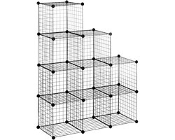 Opbergrek - 35 x 35 x 35 cm - DIY Stahldraad Rek met 9 Vakken - Metaal - Zwart