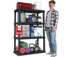 Opbergrek 4 niveaus - Stellingkast - Huis Organiseren - Gemaakt van gerecycled materiaal - 141.5 cm hoog - Zwart