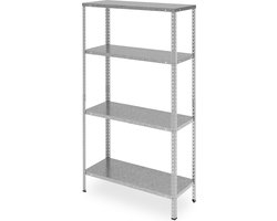 Opbergrek 4 planken metaal verzinkt stellingkast - tot 160 kg - HBD 150x75x30 cm - zilver opbergrek