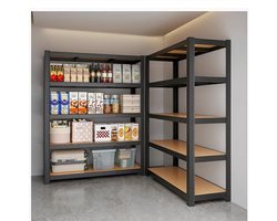 Opbergrek 5 laags verstelbaar 60*30*180 cm draagvermogen 20 tot 50 kg robuust opbergrek voor de garage metalen organizer multifunctioneel rek zwart geschikt voor keukens, voorraadkasten kelders badkamers en wasruimtes