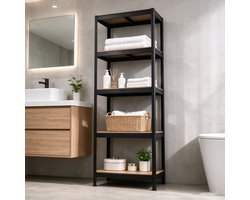 Opbergrek 5 laags verstelbaar 60*30*180 cm draagvermogen 20 tot 50 kg robuust opbergrek voor de garage metalen organizer multifunctioneel rek zwart geschikt voor keukens, voorraadkasten kelders badkamers en wasruimtes