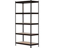 Opbergrek 5 Lagen - Stalen Rek - Ruimte Organiseren - Boutloze Installatie - 30x12x60 Inch - Zwart