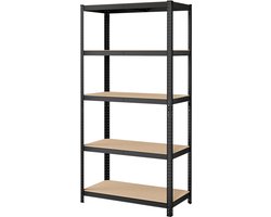 Opbergrek 50 x 100 x 200 cm, 5-Lagen Rek Metalen Frame, Zwaar Opbergrek Met Verstelbare Planken, Tot 120 kg Per Plank, Totale Draagkracht 600 kg, Splitsbaar Ontwerp, Gereedschapsloze Montage, Zwart, Voor Garage, Kelder En Keuken