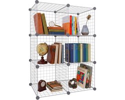 Opbergrek - 6 vakken - zilver - 75x110x37 cm - zonder gereedschap