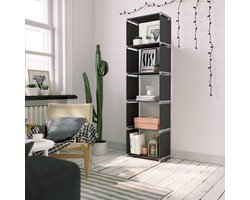 Opbergrek boekenkast 5 niveaus organizer kleding plank 5 kg belastbaar 50x30x180 cm woonkamer slaapkamer zwart opbergrek