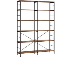 opbergrek bruin + zwart Moderne multifunctionele boekenkast met 10 open vakken stevig metalen frame hoge draagkracht efficiënt ruimtegebruik geschikt voor woonkamer slaapkamer en kantoor 30x120x172,5 cm