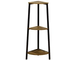 Opbergrek hoekopslagrek boekenkast opbergrek met 3 open opbergplanken modern en eenvoudig ontwerp stevig en duurzaam metalen frame geschikt voor woonkamer slaapkamer en balkon 23×23×76 cm bruin + zwart