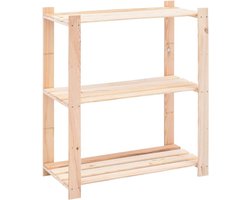 Opbergrek Hout 3-laags 80x38x90 cm - Stevig Grenenhout - Max. 150 kg Draagvermogen