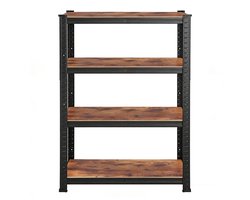 Opbergrek, industriële stijl, 40×80×160 cm, vintage bruin-zwart, verstelbare planken, draagvermogen 520 kg (130 kg per plank), splitsbaar in twee delen, anti-kantel, multifunctioneel voor woonkamer, keuken, garage en thuisgebruik.