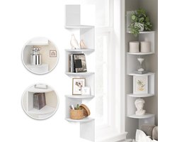 Opbergrek Met 5 Lagen Ruimtebesparend Ontwerp - PVC-Hout-Kunststofplaat 6 kg per Plank - Eenvoudige Montage - Voor Woonkamer, Slaapkamer, Badkamer En Kantoor - Wit