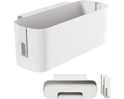 Opbergrek met haak voor naast het bed - Kunststof plank voor stapelbed - Ruim opbergrek - Met haken - Geschikt voor slaapzaalbedden, ziekenhuisbedden en bedhekken - Draagvermogen 5 kg - Wit