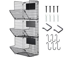 Opbergrek met Katrol Rek met Haak Keuken Fruit- en Groente Opbergmand Ijzeren Rek Winkelcentrum Meerlaags Rek Zwart