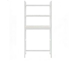 Opbergrek opbergkast rek 63 x 26 x 163 cm wit met 3 lagen opbergoppervlak en verstelbare plank ruime ruimte eronder geschikt om boven toilet of wasmachine te plaatsen geschikt voor badkamer