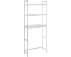 Opbergrek opbergkast rek met 3 lagen opbergoppervlak en verstelbare plank ruime ruimte eronder geschikt om boven toilet of wasmachine te plaatsen geschikt voor badkamer 63 x 26 x 163 cm wit