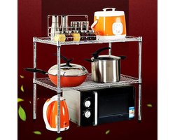 Opbergrek Rekkenunit - Metalen Draadrekken - Keuken Ordenen - Verstelbare Planken - 35x80x60cm - Zwart