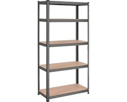 Opbergrek, Stellingkast, Zwaar Rek, Kelderrek, 180 X 90 X 40 Cm, Draagvermogen Tot 875 Kg, 5 Verstelbare Planken, Metalen Rek, İnsteekrek, Werkplaatsrek, Grijs