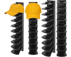 Opbergrek voor baseballpetten, wandmontage met schroeven, geschikt voor 40 petten, afneembare klemmen en ruimtebesparende deurhouder