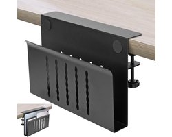 Opbergrek voor onder het bureau - Opbergrek voor onder het bureau - Zonder boren - Stalen ophangmodel - Bureau-organizer, laptopstandaard - Opbergrek voor kantoor en thuis - Zwart