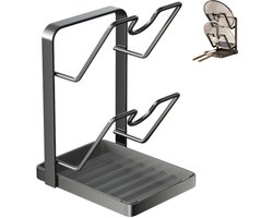 Opbergrek voor pannendeksels - plank - organizer - keukengereedschap - geschikt voor het opbergen van pannendeksels, kookgerei en snijplanken - zwart - 13,6*18,2*22,5 cm