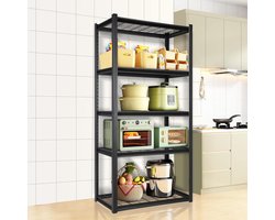 Opbergrek Zwaar - Rekken Kelders - Spullen Organiseren - Instelbare Hoogtes - 90 x 42 x 183 cm - Zwart