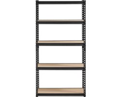 Opbergrekken, 2000 lbs Draagvermogen, 5-Vaks Garage Rekken, 16“ D x 32” B x 62.8” H, Verstelbare Metalen Rekken voor Garage, Keuken, Opslag, Kelder, Zwart