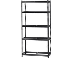 Opbergrekken, Draagvermogen 907 kg, SPCC staal Met poedercoating, 5 verdiepingen zware garage Rekken, Zwart