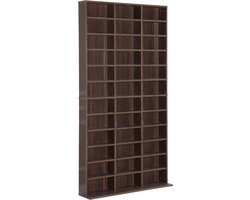 Opbergrekken voor CD en DVD, opbergrek, max. capaciteit 1116 CD/528 DVD, 36 vakken en verstelbare planken, voor kantoor, woonkamer, slaapkamer, 102 x 23,5 x 195 cm, kastanjebruin