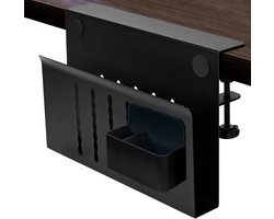 Opbergruimte aan de zijkant van het bureau, verstelbare opbergruimte onder het bureau zonder boren, laptophouder onder het bureau, ruimtebesparende opbergruimte aan de zijkant van het bureau voor kantoor en thuis - zwart