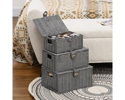 Opbergset - TrendyLiving - Met deksels en sluitingen - Grijs