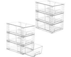 Opbergsysteem keukenkastjes - Transparant - 30,5 x 19,1 x 11,2 cm - Stapelbare Acryl Opbergladen met Handgrepen - Voor Keuken en Badkamer