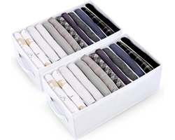 Opbergsysteem voor kledingkast - 12 opbergdozen met rooster lade-organizer - Opvouwbare broek opbergruimte voor kleding - T-shirts shorts - Wit Kledingkast