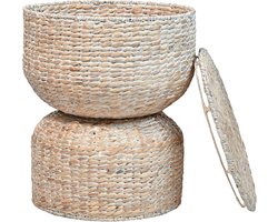 Opbergtafel - Bijzettafel - Woonkamer Decoratie - Handgeweven Zeegras - 55 cm Hoog - Naturel