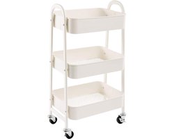 Opbergtafel met Wielen - Ruimtebesparende Roltafel voor Keuken, Badkamer en Kantoor - Multifunctionele Opbergruimte - Eenvoudig Verplaatsbaar met Wieltjes