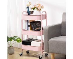 Opbergtafel met Wielen - Ruimtebesparende Roltafel voor Keuken, Badkamer en Kantoor - Multifunctionele Opbergruimte - Eenvoudig Verplaatsbaar met Wieltjes