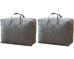 Opbergtas - 2 Stuks - Opbergzak Organizer - Polyethyleen - Opvouwbaar - Opberghoes - Kledingzak - Storage case - Opberger - Opbergbox - Opbergdoos - Organiser - Opbergtas en Organiser voor Dekbed en Kleding - 105 Liter - 70*50*30cm - Grijs