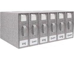 Opbergtas, 6 stuks opvouwbare opbergdozen voor beddengoed, onderbedopbergorganisator met vastbindbanden, kledingopslag voor beddengoed, dekens, kledingonderbedgarderobe