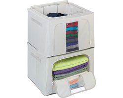opbergtas - set van 2 - met rits - 33 x 50 x 40 cm - stof - kleding - beddengoed - onder bed
