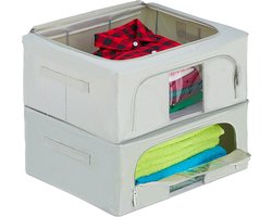 opbergtas - set van 2 - met rits - 40 l - kleding - beddengoed - onder bed