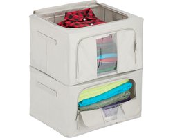 opbergtas - set van 2 - met rits - 55 l - kleding - beddengoed - onder bed