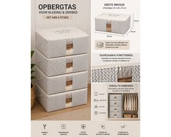 Opbergtas Set Van 4 Kleding Opberger Dekbed Opberger Opvouwbare Opbergbox Met Transparant Venster En Dubbele Rits 62 X 46 X 22 Cm Opberzak Voor Kast, Onder Bed En Zolder D71