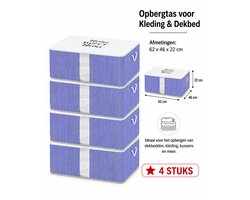 Opbergtas Set Van 4 Kleding Organizer & Dekbed Opberger – Opvouwbare Opbergzak Met Rits En Handgrepen 62 x 46 x 22 Cm Opbergbox Voor Kast, Onder Bed En Zolder D10