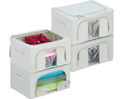 opbergtas - set van 4 - met rits - 22 l - kleding - beddengoed - onder bed
