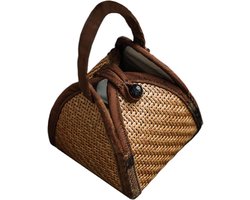 Opbergtas Theekopjes - Reisbeker Theepot - Thee Servies Opbergen - Robuuste Rotan Constructie - 10 x 8 x 8 cm