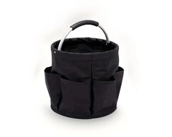 Opbergtas voor op het strand - Opvouwbare picknicktas - Camping picknickmand - Opbergmand voor tuingereedschap - Met handvat - Met 6 zakken - Geschikt voor kamperen, picknicken, strand, tuin, thuis - Zwart