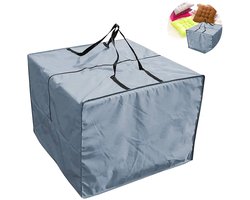 Opbergtas voor tuinkussens en sierkussens, scheurvast, met handvat, grijs 210D Oxford-doek, weerbestendig, UV-bestendig, 81 x 81 x 61 cm
