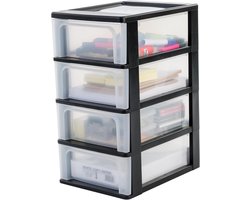 Opbergtoren 4 laden kantoor woonkamer - Organizer 7LOCH-2004 - B26 x D35.5 x H49 cm - Zwart Ladeblok
