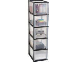 Opbergtoren 5 laden organizer voor kantoor en woonkamer - Zwart - 13LOCH-2500 - B26 x D35.5 x H995 cm