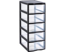 Opbergtoren Kunststof - Ladekast A4 - Bureau Ordenen - Gemaakt van Gerecycled Materiaal - 36x26x61 cm - Transparante Laden